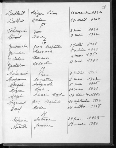 Tables décennales des décès (1943-1952)