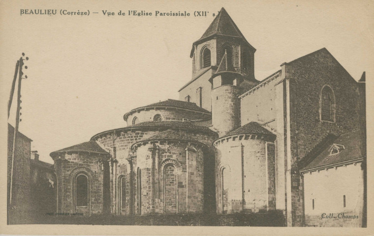 Beaulieu-sur-Dordogne : "Beaulieu (Corrèze) - Vue de l'église paroissiale (XIIe s.)".