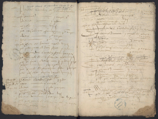 Lièves de la commanderie et brouillards de comptes des fermiers.