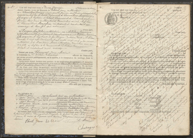 Mariages (1903-1921).