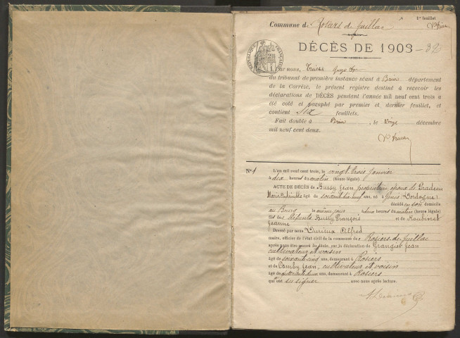Décès (1903-1932).