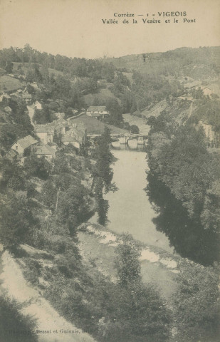 Vigeois : "Corrèze - 1 - Vigeois - Vallée de la Vézère et le pont".
