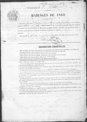 Mariages (1849-1868)
