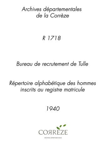 Classe 1940 : table alphabétique.