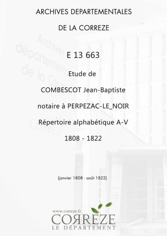 Répertoire alphabétique : A-V