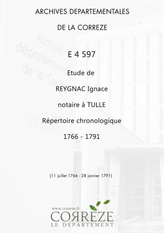 Répertoire chronologique : 11 juillet 1766-28 janvier 1791