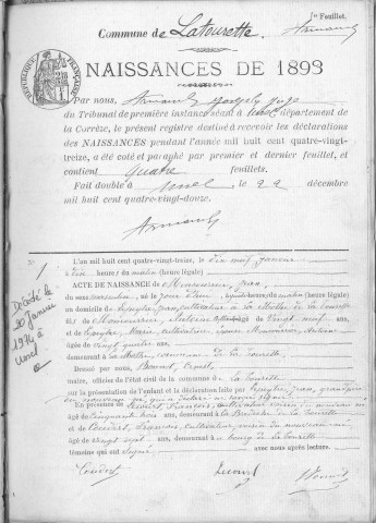 Naissances, mariages, décès (1893-1902)