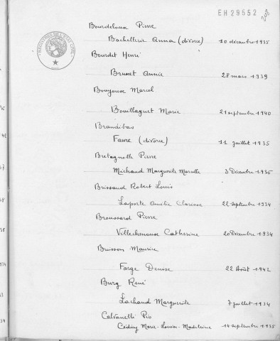 Tables décennales des mariages (1933-1942)