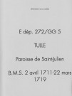 Baptêmes, mariages, sépultures (1711-1719)