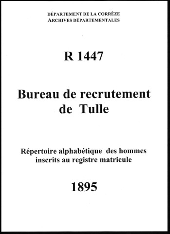 Classe 1895 : table alphabétique.