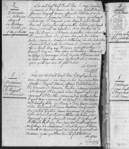 Naissances, mariages, décès (1833-1842)