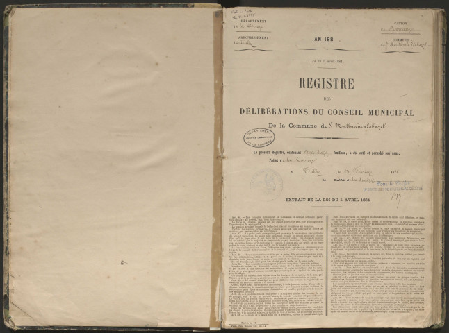 Délibérations du conseil municipal. 3 avril 1886-27 juin 1909