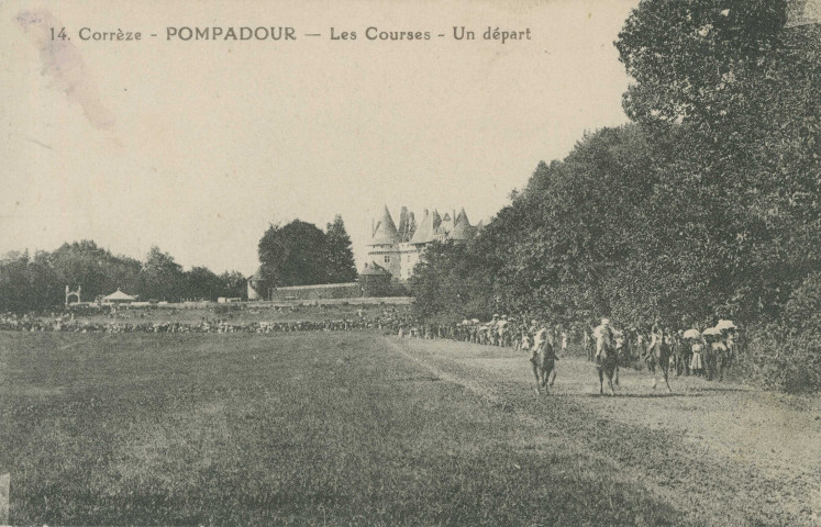Arnac-Pompadour : "14. Corrèze - Pompadour - les courses - un départ".