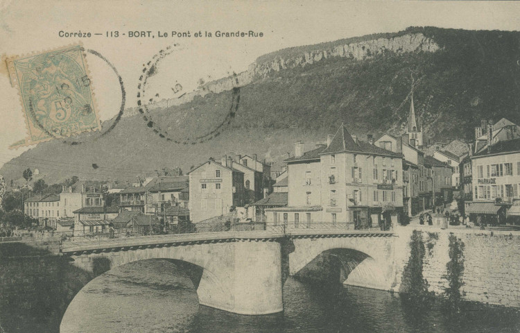 Bort-les-Orgues : "Corrèze - 113. Bort, le pont et la grande rue".