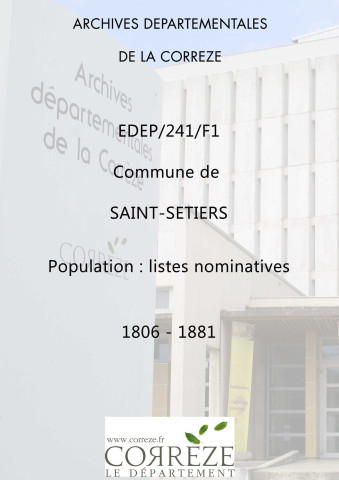 Population : listes nominatives. 1806-1881