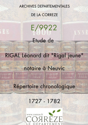 Répertoire chronologique : février 1727-novembre 1782