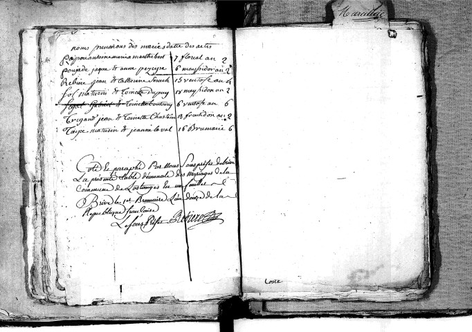 Tables décennales des mariages (1792-1802)