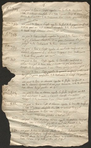 Relevé pour l'ancien cadastre (1742). Reçus pour la levée des vingtièmes (1763). Rôles de la taille (1782-1783). Notifications d'imposition au titre de la taille (1783). Rôles des impositions (1789).