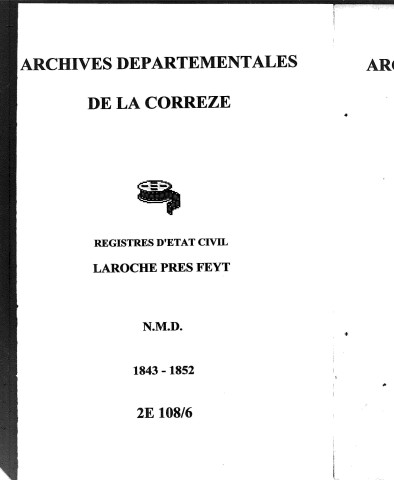 Naissances, mariages, décès (1843-1852)