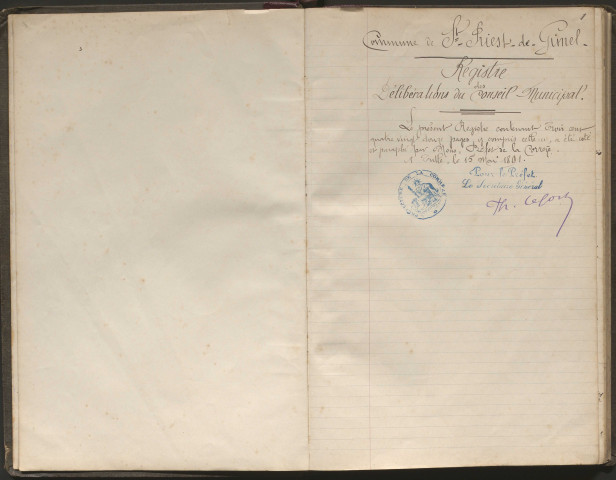 Délibérations du conseil municipal. 31 mai 1891-20 décembre 1931