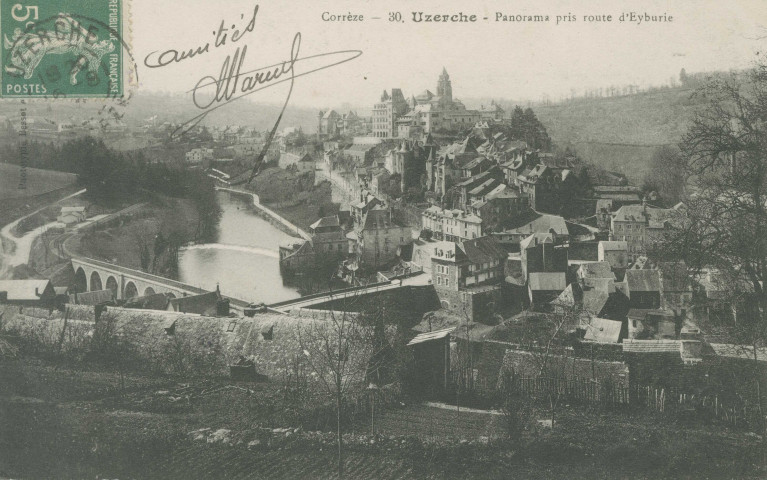 Uzerche : "Corrèze - 30. Uzerche - Panorama pris route d'Eyburie".