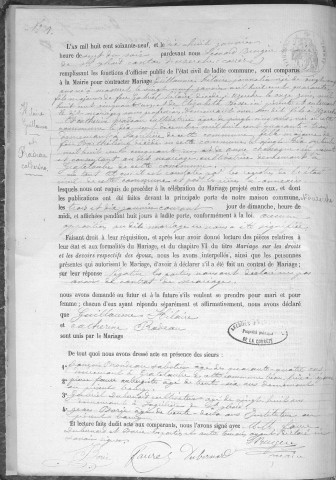 Mariages (1869-1881)