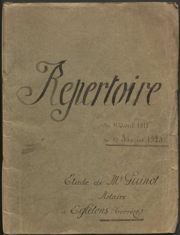 Répertoire chronologique : 11 avril 1915-10 avril 1930.