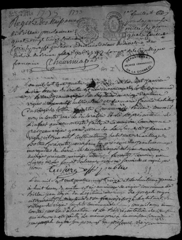 Naissances, mariages, décès (1793-1802)