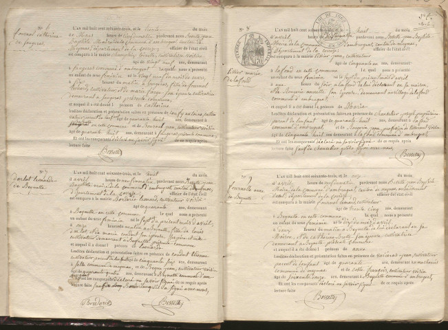 Naissances, mariages, décès (1863-1872)