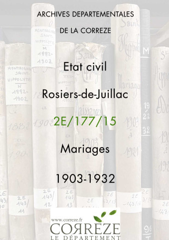 Mariages (1903-1932).