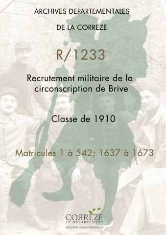 Classe 1910 : matricules 1 à 542; 1637 à 1673.