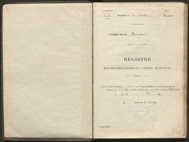 Délibérations du conseil municipal. 2 juillet 1922-19 novembre 1944