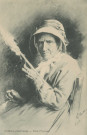 Folklore : "Gimel (Corrèze). - Une fileuse". Dessin de Gaston Vuillier.