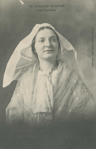 Folklore : "128 Limousin illustré - Jeune paysanne