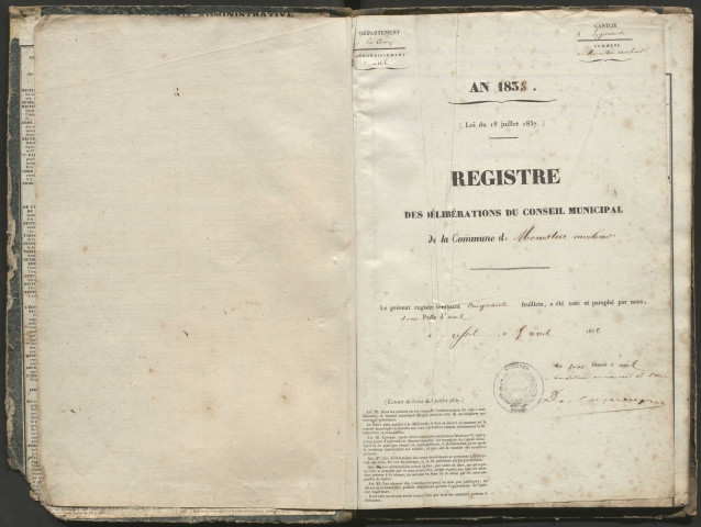 Délibérations du conseil municipal. 3 mai 1840-14 juin 1863