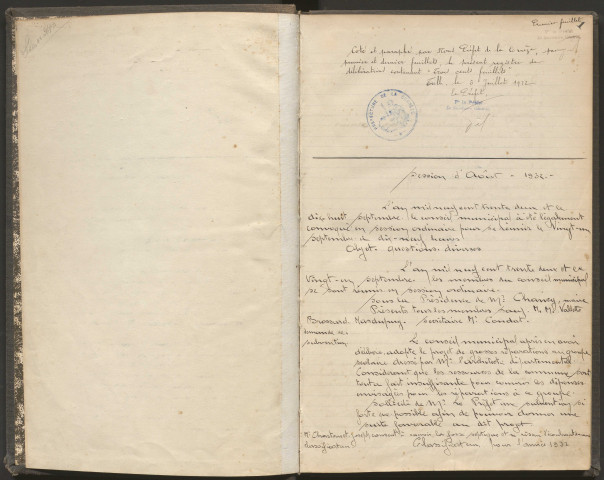 Délibérations du conseil municipal. 18 septembre 1932-20 octobre 1946