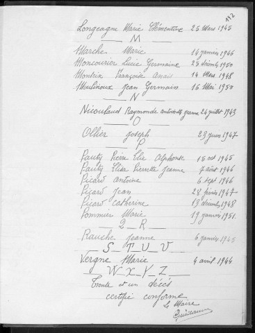Tables décennales des décès (1943-1952)
