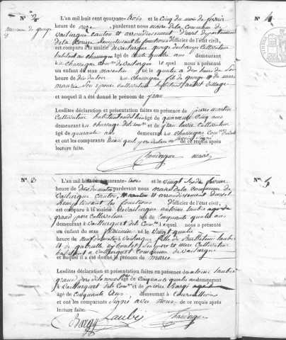 Naissances, mariages, décès (1843-1852)