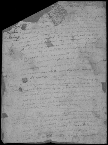 Baptêmes, mariages, sépultures (1770-1792)