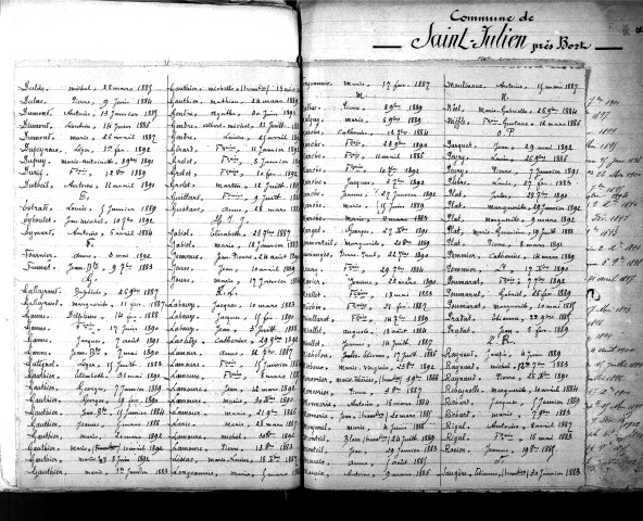 Tables décennales des décès (1883-1892)