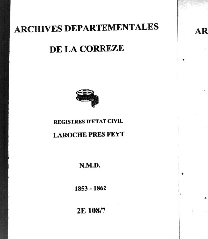 Naissances, mariages, décès (1853-1862)