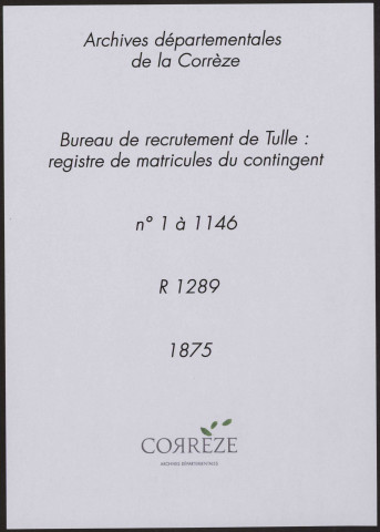 Classe 1875 : matricules 1 à 1146.