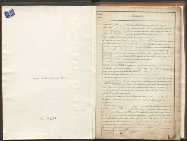 Délibérations du conseil municipal. 20 mai 1838-20 mai 1863