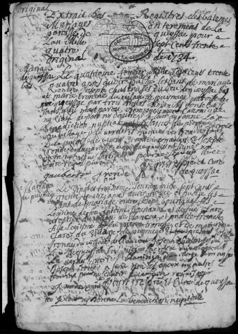 Baptêmes, mariages, sépultures (1734-1754)