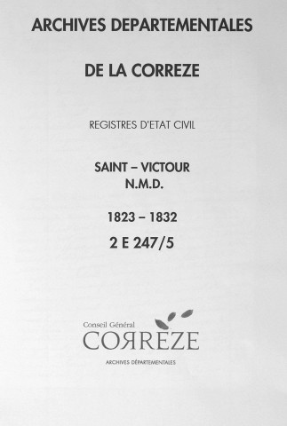 Naissances, mariages, décès (1823-1832)