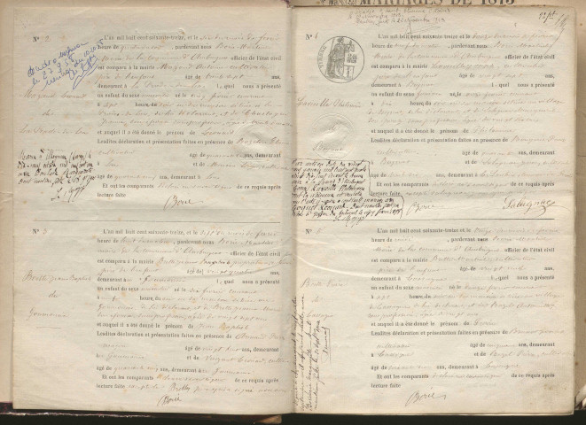 Naissances, mariages, décès (1873-1882)