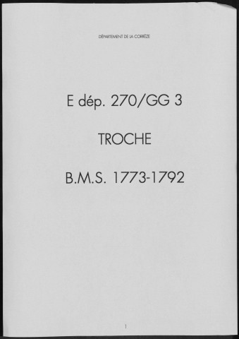 Baptêmes, mariages, sépultures (1773-1792)
