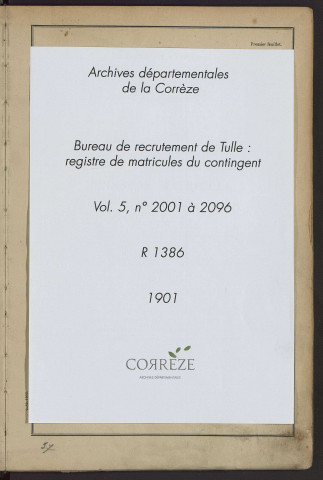 Classe 1901 : matricules 2001 à 2096.