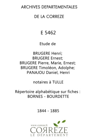 Répertoire alphabétique sur fiches : Bornes-Bourdette