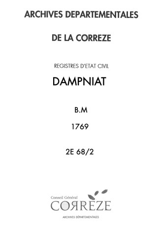 Baptêmes, mariages (1769-1769)